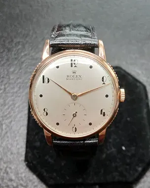 Rolex Marconi 32.4MM Silver Dial Aftermarket Leather Strap