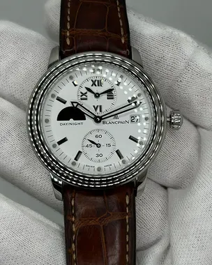 Blancpain Leman GMT Dual Time Steel White Dial (2160.1127.53