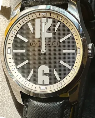 【BVLGARI】ブルガリ ソロテンポ ST42S Bvlgari Solotempo 42MM Quartz Black Dial Leather Strap