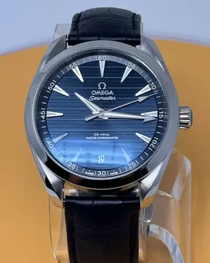 Rio❤︎︎　1223 Omega Seamaster Aqua Terra 41MM Blue Dial Leather Strap
