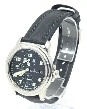 Blancpain Leman Dual Time Zone 38MM Black Dial Textile Strap