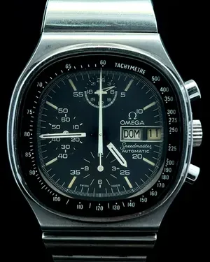 Omega Speedmaster TV 40MM Black Dial Steel Bracelet (176.0014