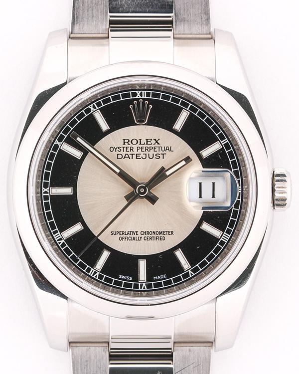 2013 Rolex Datejust 36MM Steel Silver/Black Dial Oyster