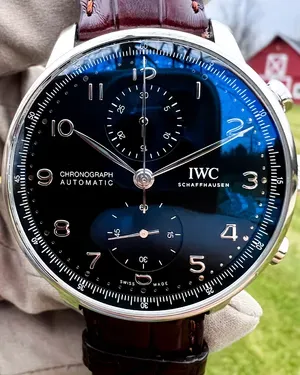 2021 IWC Portuguese Chronograph 41MM Black Dial Leather Stap