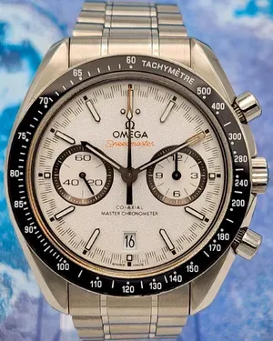 Omega Speedmaster Racing 44.25MM White Dial Steel Bracelet