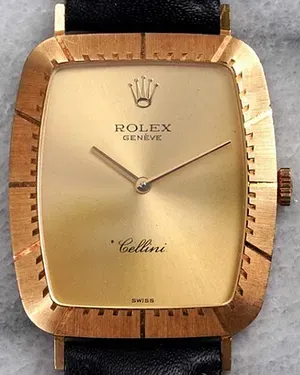 限定値下げ　ROLEX Cellini 腕時計　稼働品　アンティーク Rolex Cellini 28x32MM Gold Dial Aftermarket Leather Strap